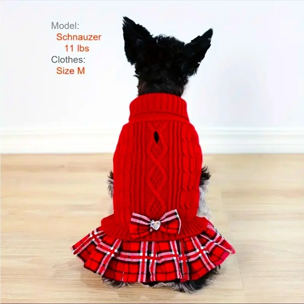 Cozy Knit Dog Sweater Dress- Red only. Large. 17-25lb dog